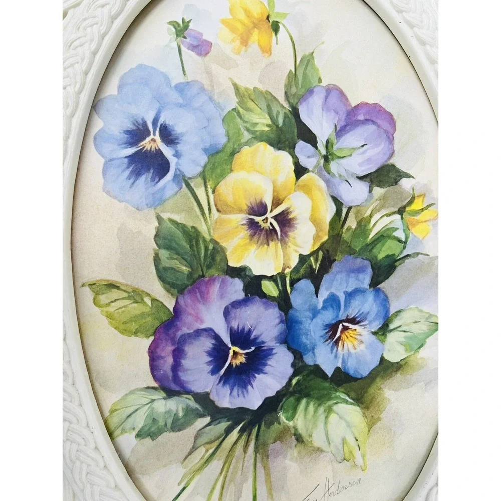Vintage Homco Home Interiors Floral Bouquet Wall Art Rattan Cottagecore 2284